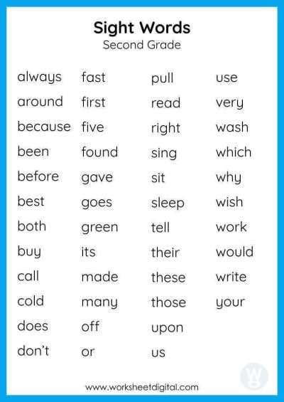 sight words printables