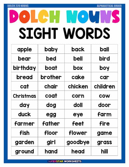 sight words printables