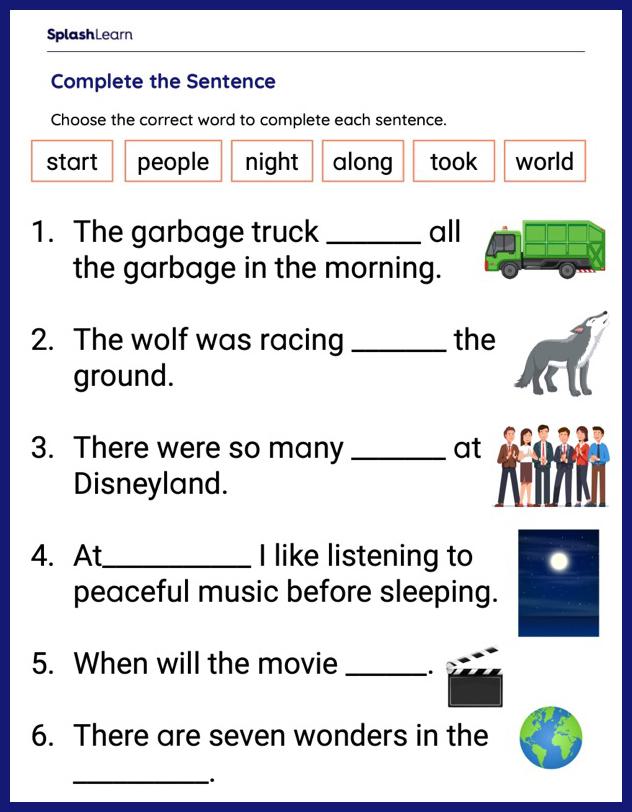 Revision - Fill the Correct Sight Word - ELA Worksheets - SplashLearn