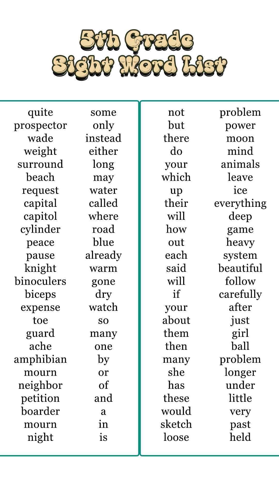 19 Sight Words Worksheets 5th Grade - Free PDF at worksheeto.com