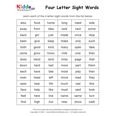 sight words worksheet for preschool