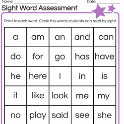 sight words worksheet for