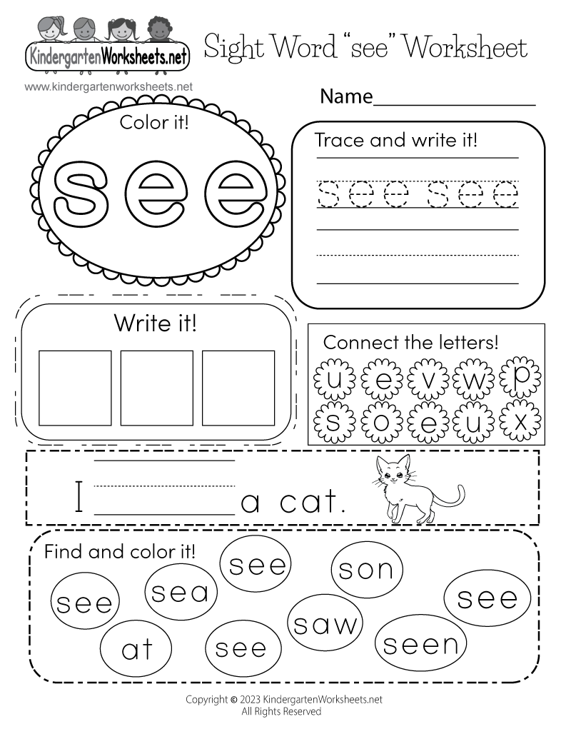 Sight Word “see” Worksheet - Free Printable, Digital, &  PDF