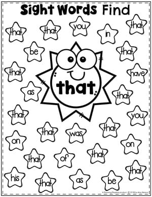 sight worksheet for kindergarten