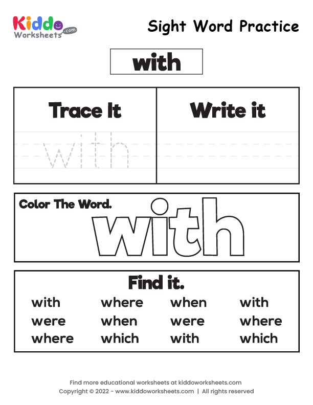 Free Printable Kindergarten Sight Word Worksheets