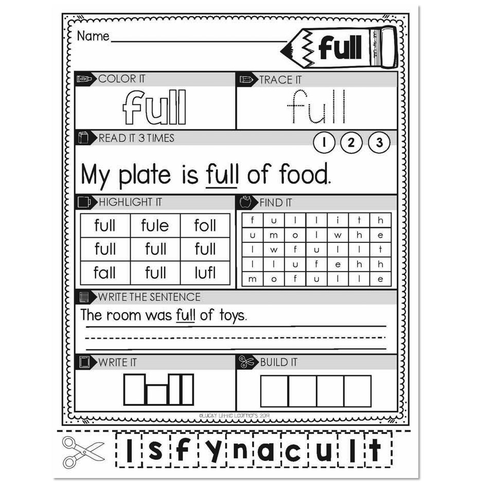 3rd Grade Sight Word Worksheets - Full - Lucky Little Learners