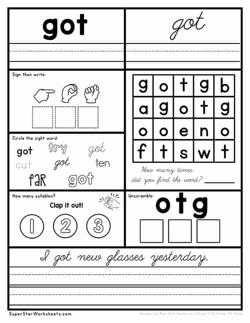 Third Grade Sight Word Worksheets -Worksheets Library