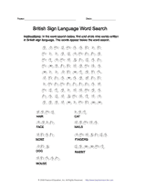 British Sign Language Word Search - Printable Worksheet (5th-8th ...