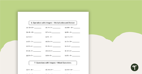 sign numbers worksheet with answers