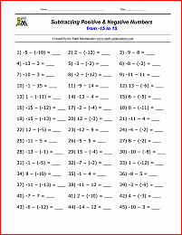 sign numbers worksheet with answers