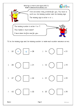 sign numbers worksheet with answers