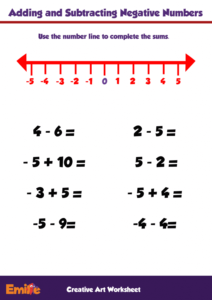 Negative and Positive Numbers: Worksheets and Activities