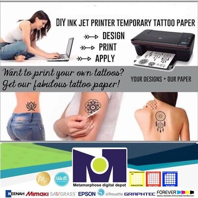 silhouette inkjet printable temporary tattoo paper