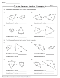 Similar Triangles Worksheets