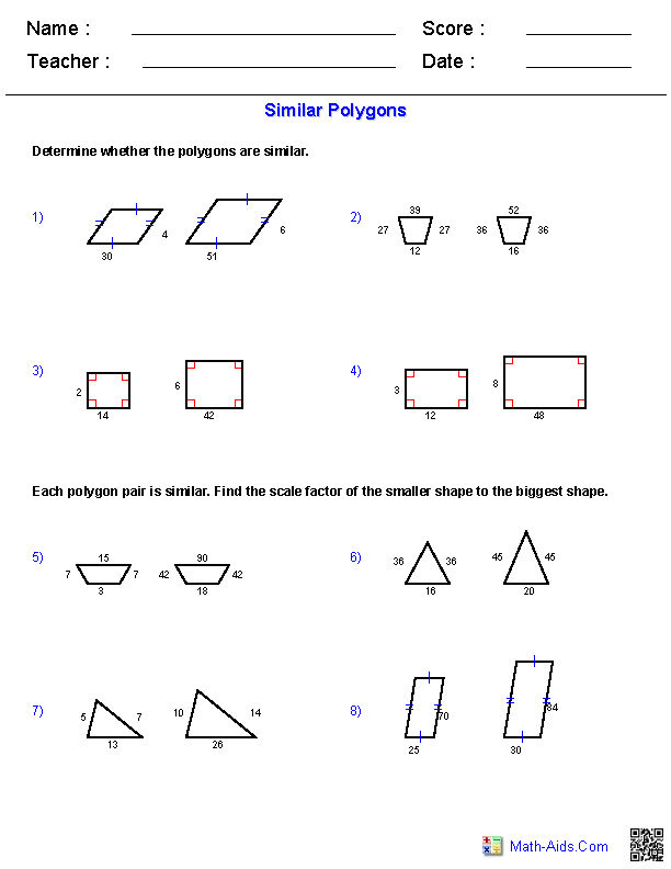 similar figures worksheet pdf