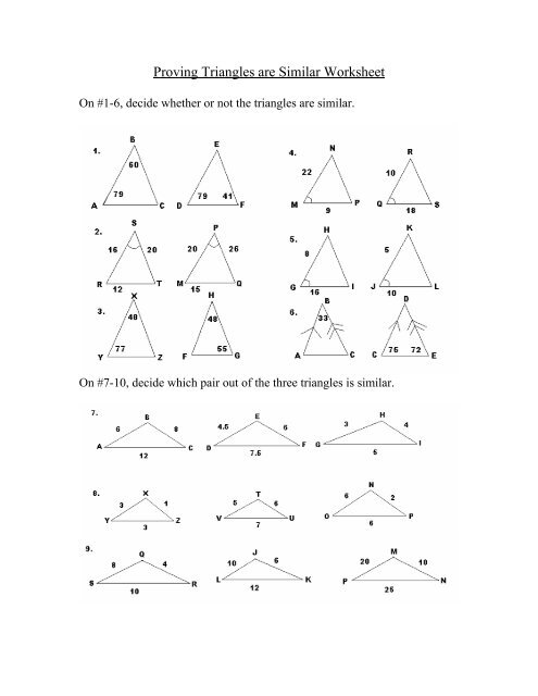 similar triangle proofs worksheet