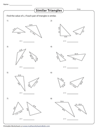 similar triangles proportions worksheet
