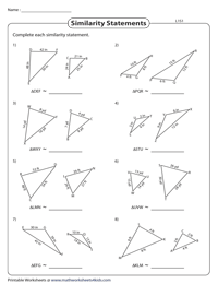 similar triangles worksheet 8th grade
