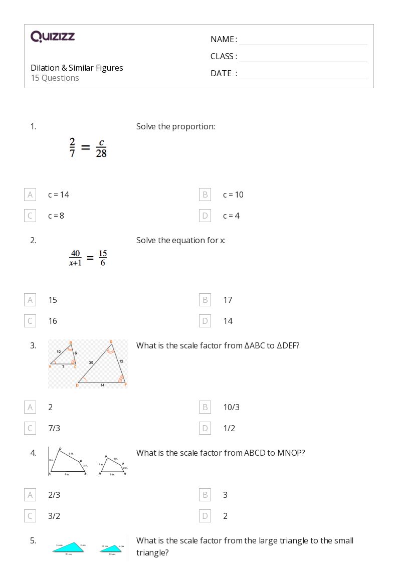 similar triangles worksheet 8th grade