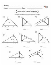 similar triangles worksheet