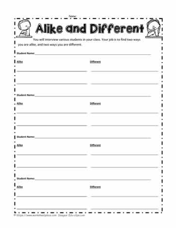 similarities and differences worksheet