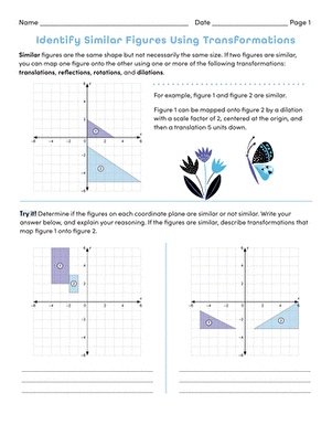 Identify Similar Figures Using Transformations | Worksheet ...