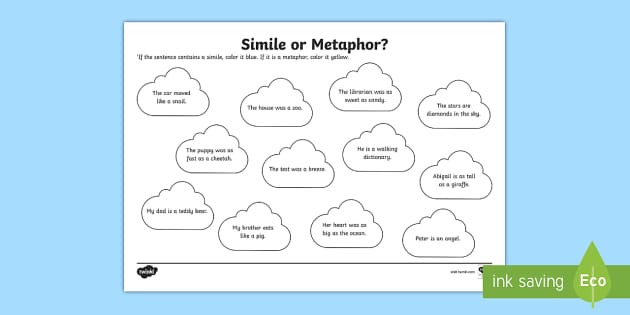 simile and metaphor worksheet 3rd grade