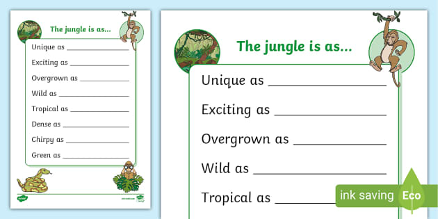 Jungle Simile Poem Template (teacher made) - Twinkl
