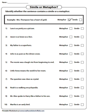 Metaphor Worksheets