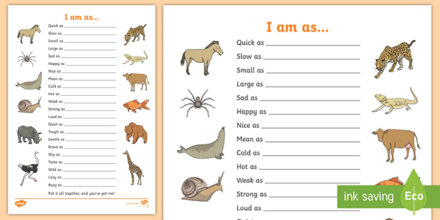 Similes Worksheet | Create Your Own | Twinkl (Teacher-Made)