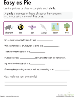 Similes: Easy as Pie | Worksheet 