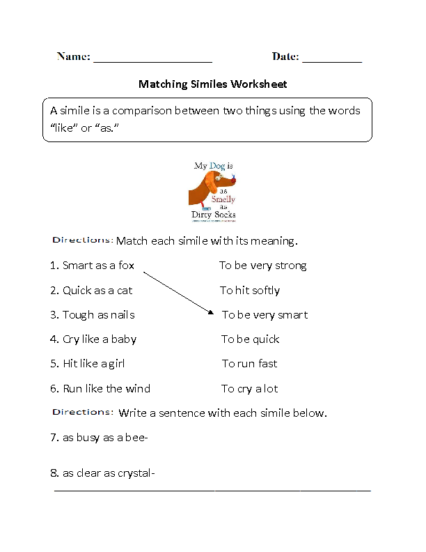 Similes Worksheets | Matching Similes Worksheet