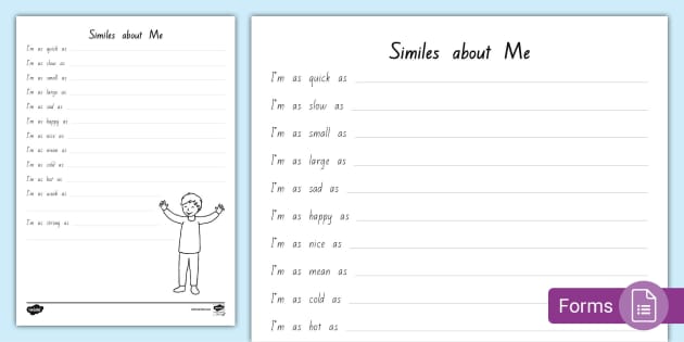 simile worksheet middle school