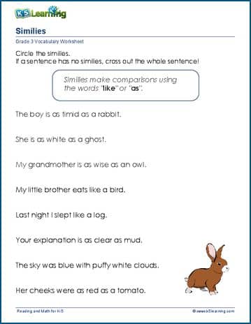 Similes worksheets | Worsheets library