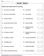 similes worksheet with answers