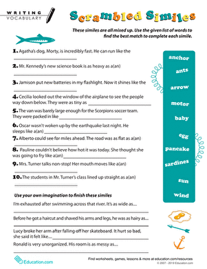 Scrambled Similes | Worksheet 