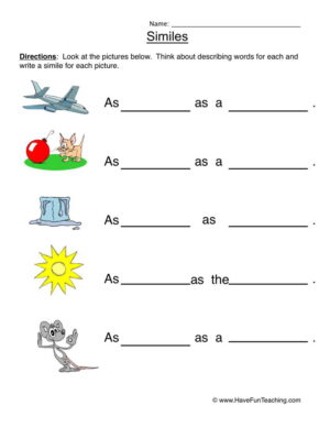 Similes Worksheet  