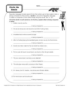Worksheet - Circle the Simile