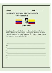 simon bolivar worksheet