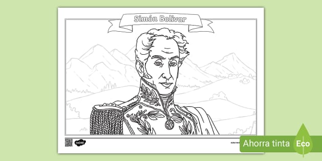 FREE! - Simón Bolivar dibujo para colorear | Twinkl