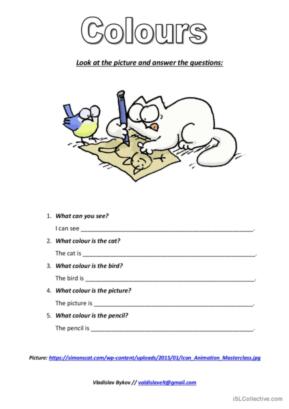 Workshets with simon`s cat - colours…: English ESL worksheets pdf ...