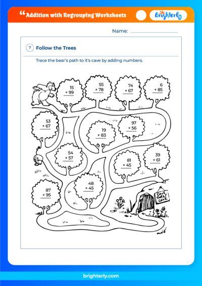simple addition with regrouping worksheet