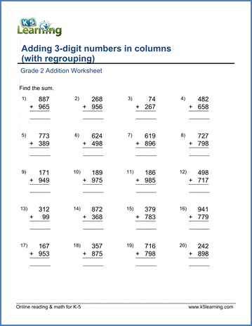 simple addition worksheet 2nd grade