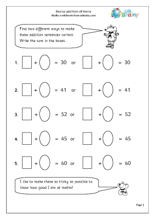 Addition Maths Worksheets for Year 3 (age 7-8) - URBrainy.com