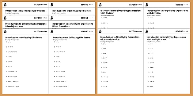 ? Introduction to Simplifying Algebraic Expressions Pack |KS3