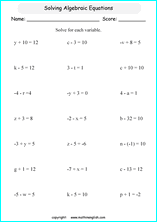 Printable algebra and pre-algebra math worksheets for math grades ...