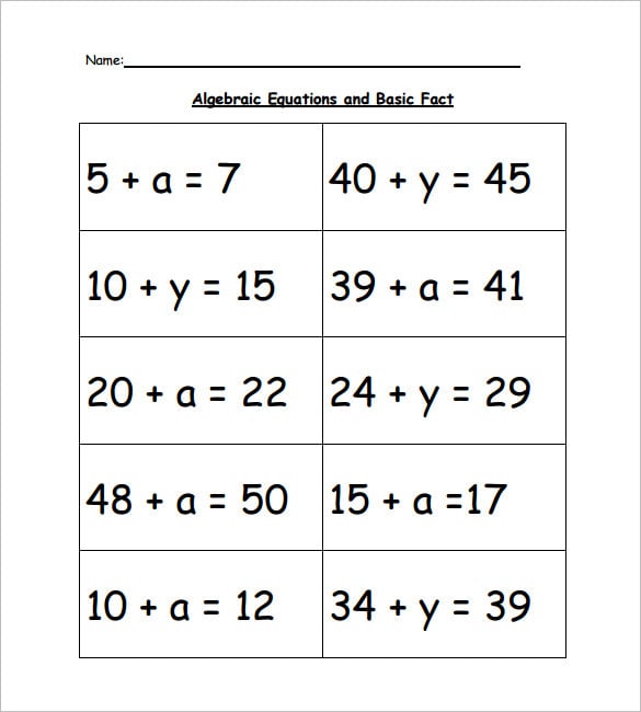 13+ Simple Algebra Worksheet Templates -Word, PDF