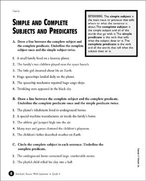 Simple and Complete Subjects and Predicates
