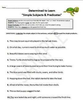 simple and complete subject worksheet