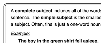 simple and complete subjects worksheet